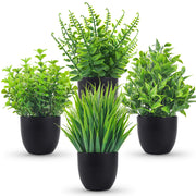 Der Rose Fake Plants 4 Packs Artificial Plants Small Faux Plants Black Bathroom Accessories for Halloween Bathroom Home Kitchen Coffee Table Office Desk Decor Indoor