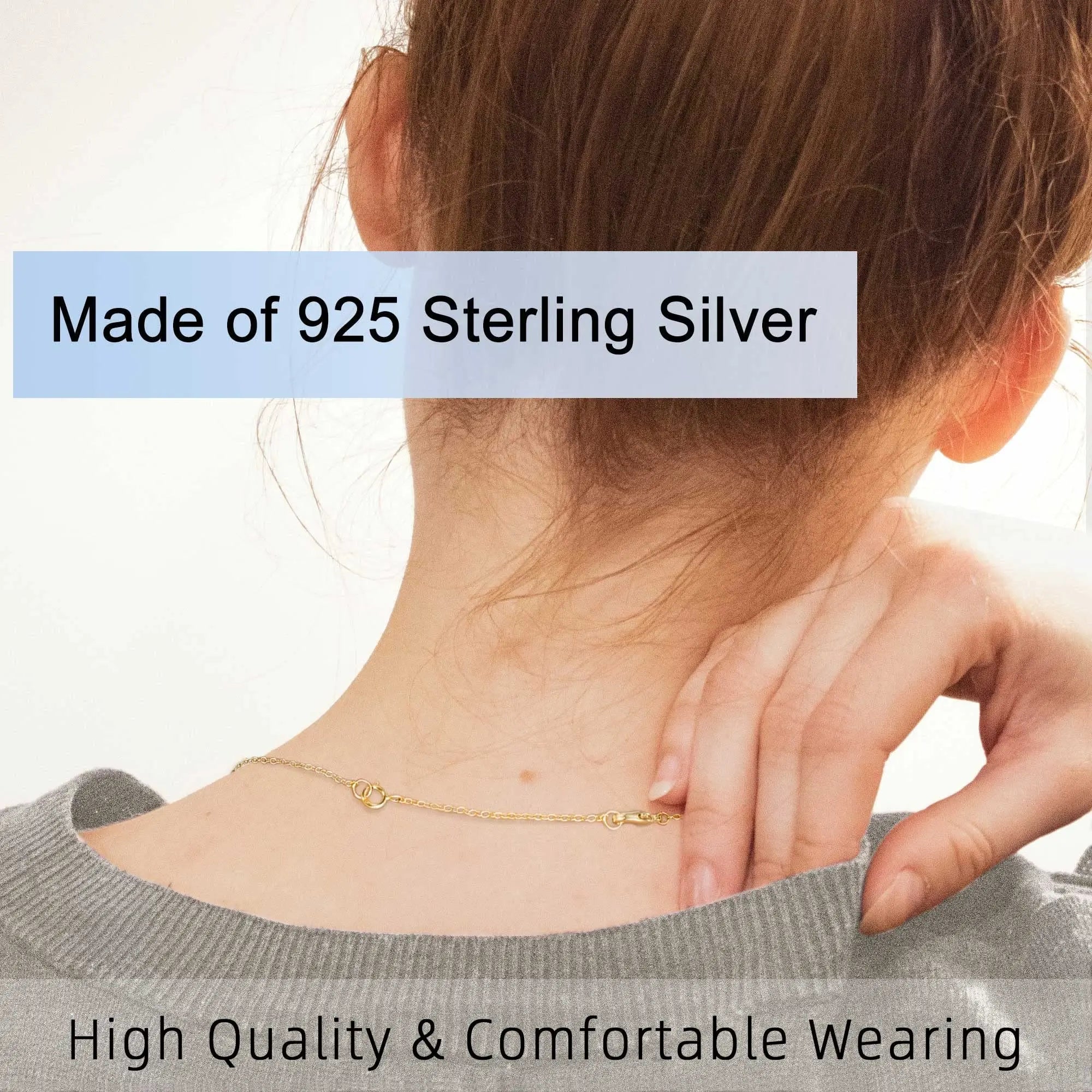 VANBARIS Gold Necklace Extender 14K, Necklace Extenders Gold 925 Sterling Silver Bracelet Anklet Jewelry Extension Chain for Necklaces, 3 Piece Set (1, 2, 3 Inches)