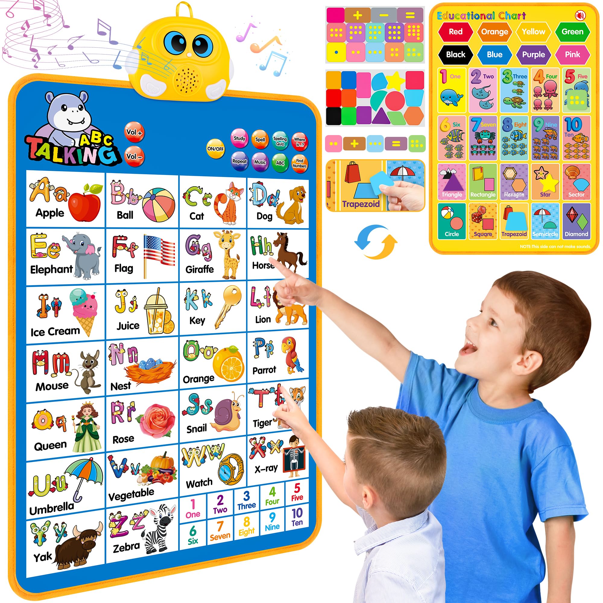 Elektronische Alphabet-Wandtafel, sprechendes ABC, 123er, Musikposter, Lernspielzeug für Kleinkinder 1-3, interaktives Lernspielzeug für Kleinkinder, Geburtstagsgeschenke für 1 2 3 4 5 Jahre alte Jungen und Mädchen - Blau