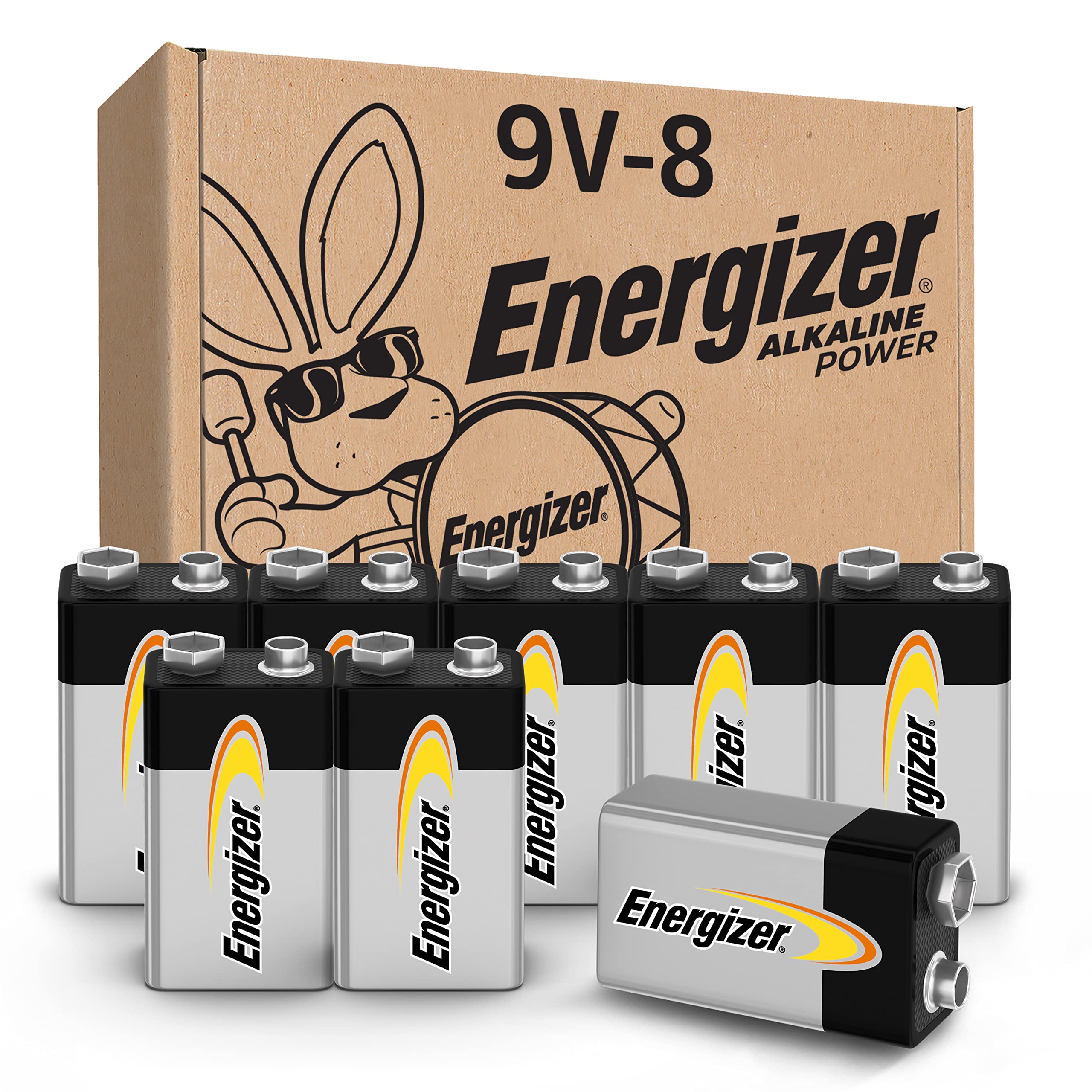 Energizer Alkaline Power 9-Volt-Batterien (8er-Pack), langlebige Alkaline-9V-Batterien
