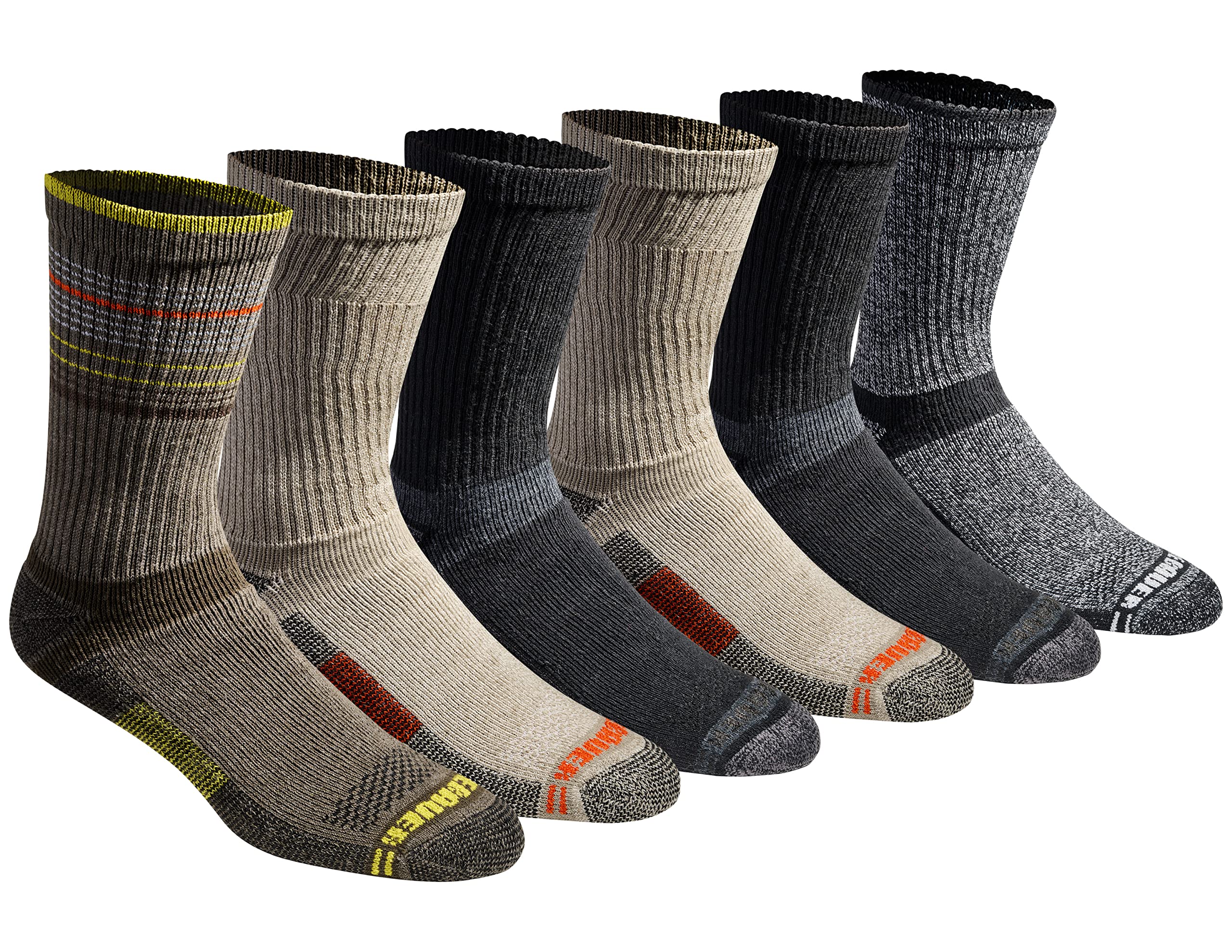 Eddie Bauer Herren Socken Dura Dri Feuchtigkeitskontrolle 6er-Pack Crew-Socken, Oliv Gemischt (6 Paar), Large