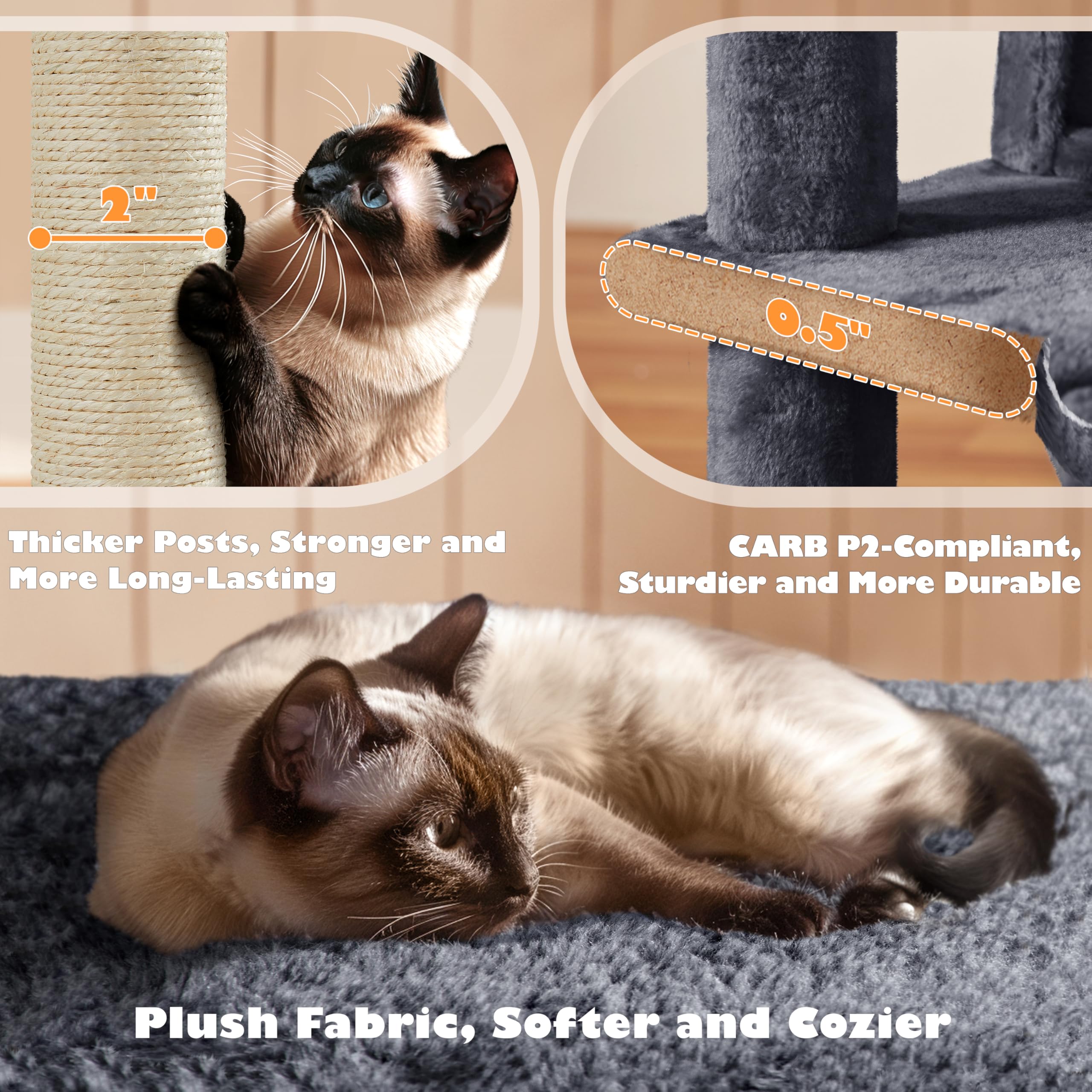 Yaheetech 54in Cat Tree Tower Condo Furniture Scratch Post for Kittens Pet House Play