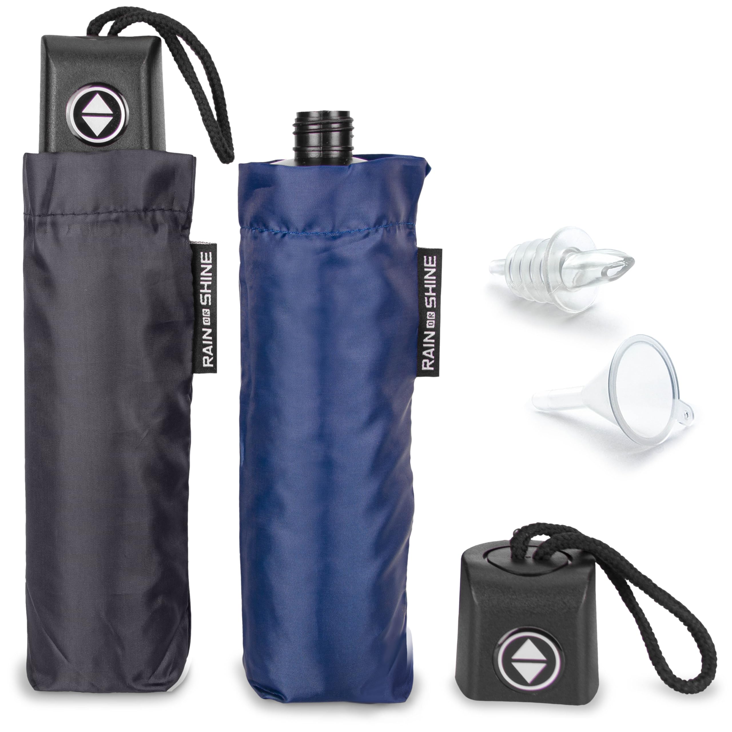 GoPong Rain or Shine Regenschirm-Flasche 2er-Pack – Versteckte Alkohol-Flaschen, inklusive Trichter und Ausgießer