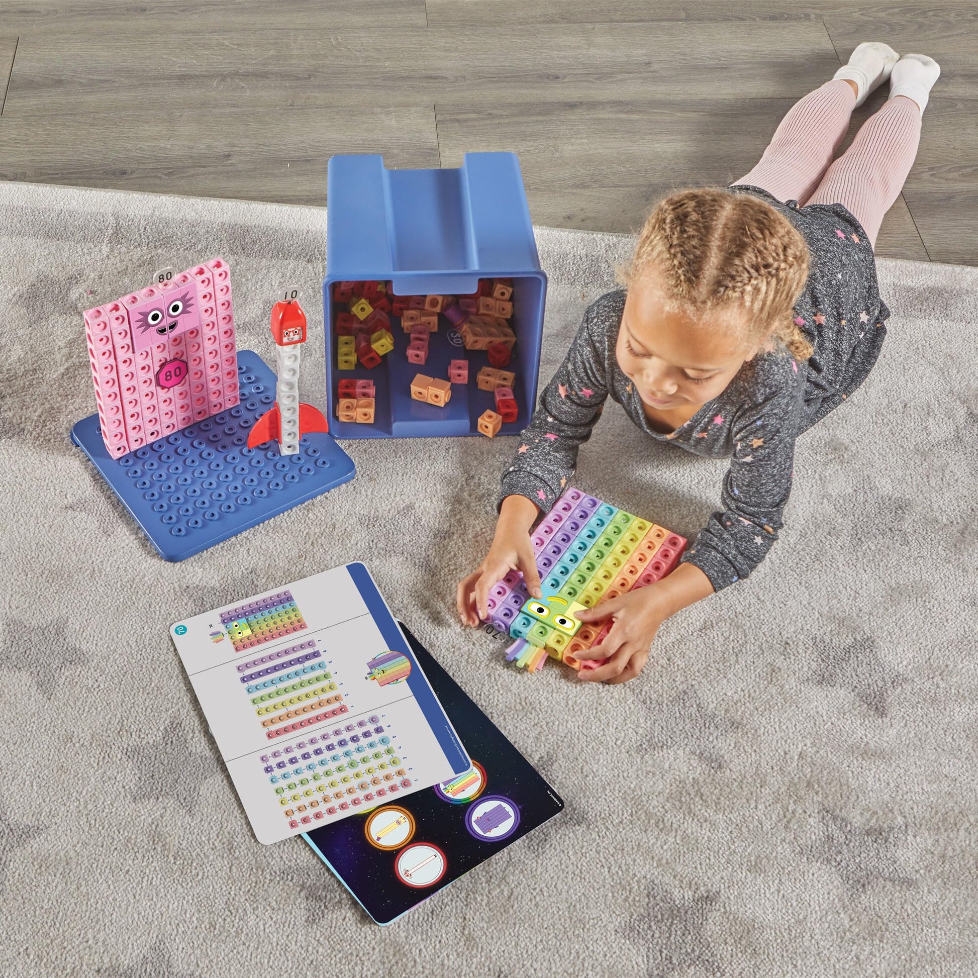hand2mind Numberblocks Heroes with Zeroes MathLink Cubes Activity Set, Preschool Learning Activities, Math Manipulatives Kindergarten, Counting Blocks, Number Linking Cubes, Kids Educational Toys