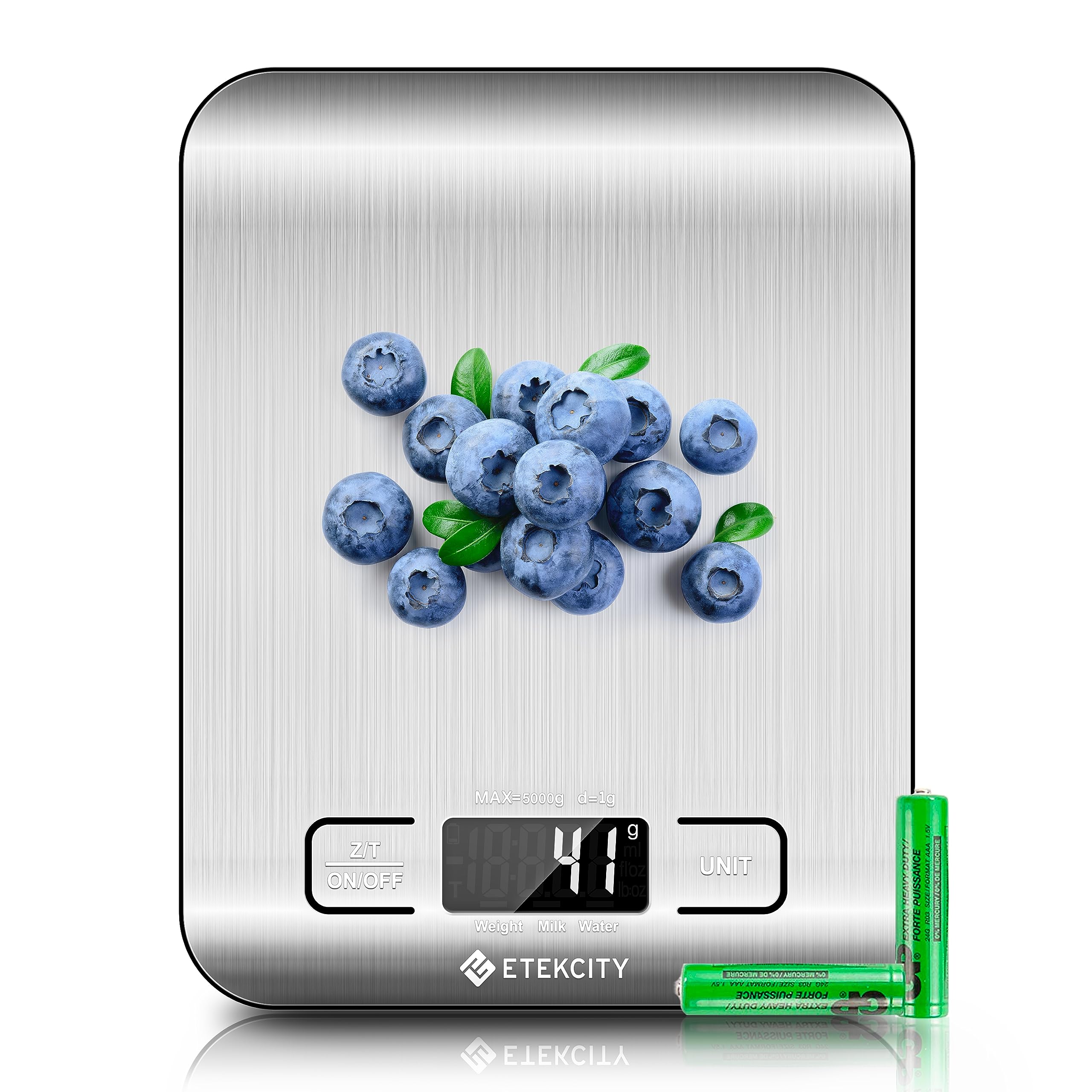 Etekcity Lebensmittel-Küchenwaage, digital, Gramm und Unzen, zum Abnehmen, Backen, Kochen, für Keto und Essenszubereitung, LCD-Anzeige, mittel, Edelstahl 304
