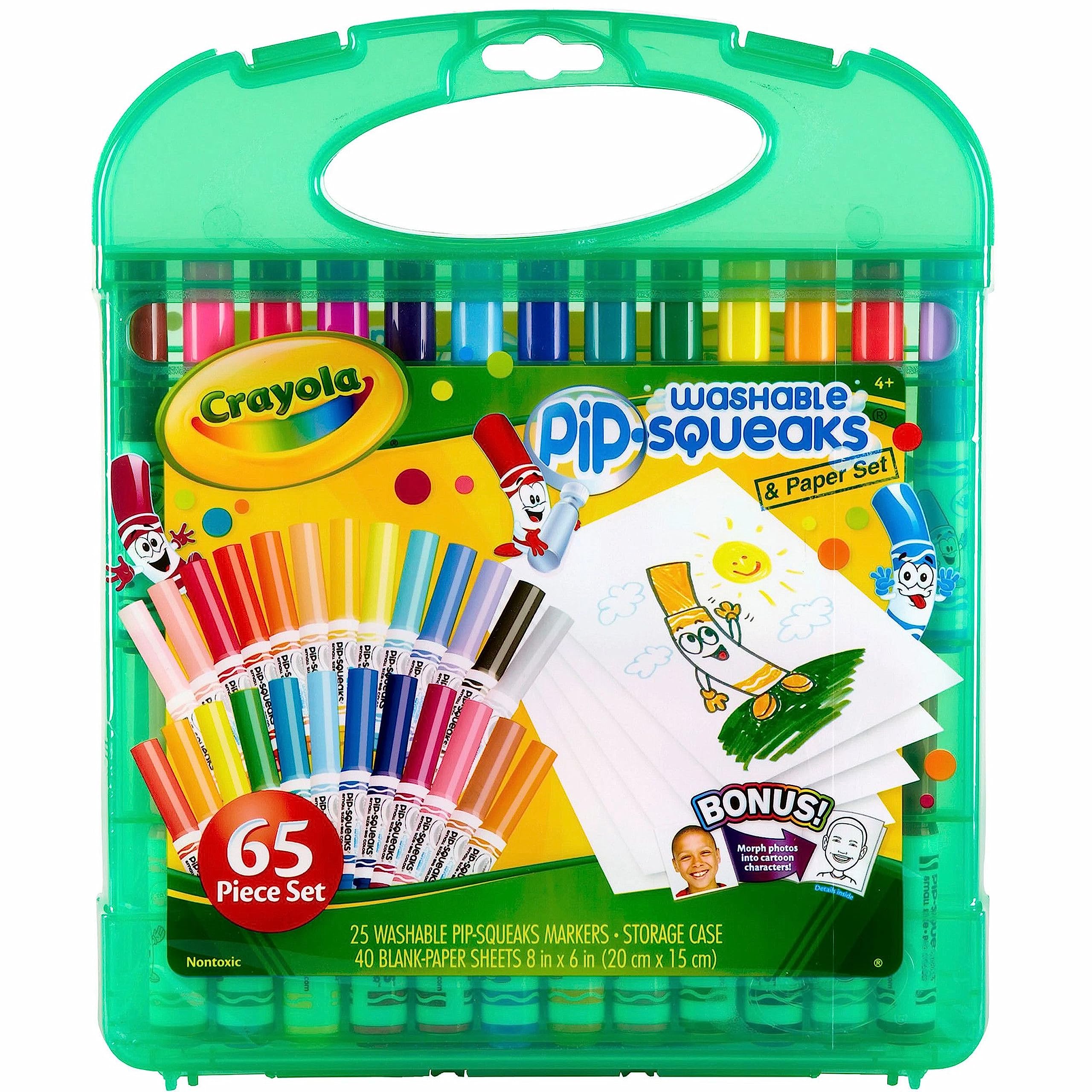 Crayola Pip-Squeaks Abwaschbarer Marker-Set (65 Stück), Malset, Künstlermaterial für Kinder, Zeichenset, Reiseaktivität für Kinder, Bastelzubehör, ab 4 Jahren