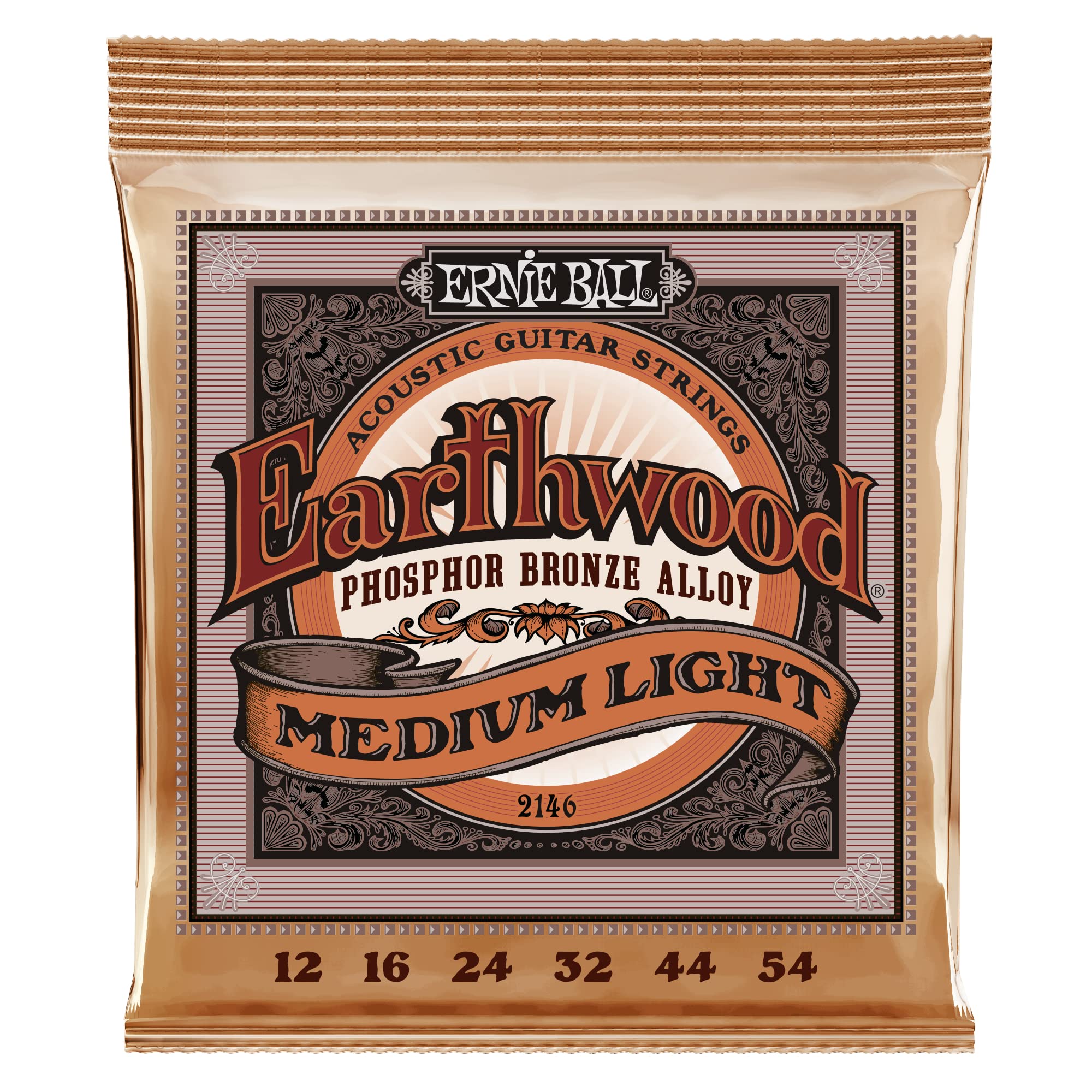Ernie Ball Earthwood Medium Light Phosphor Bronze Akustikgitarrensaiten, 12-54 Stärke (P02146)