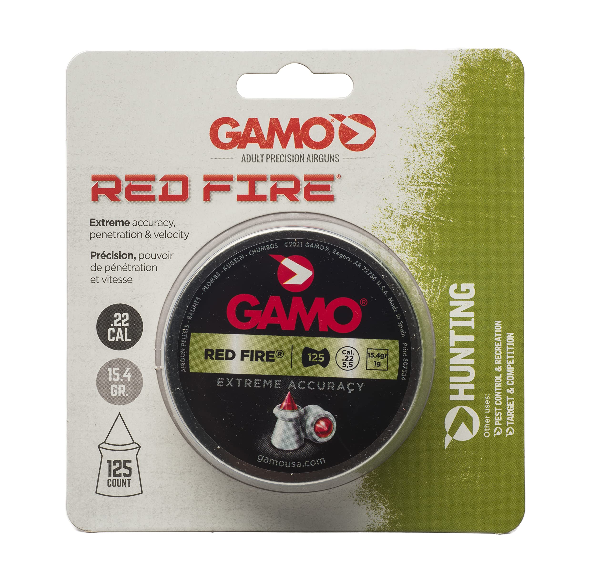 Gamo Red Fire .22 Cal, 15,4 Grains, Polymerspitze, 125 Stück