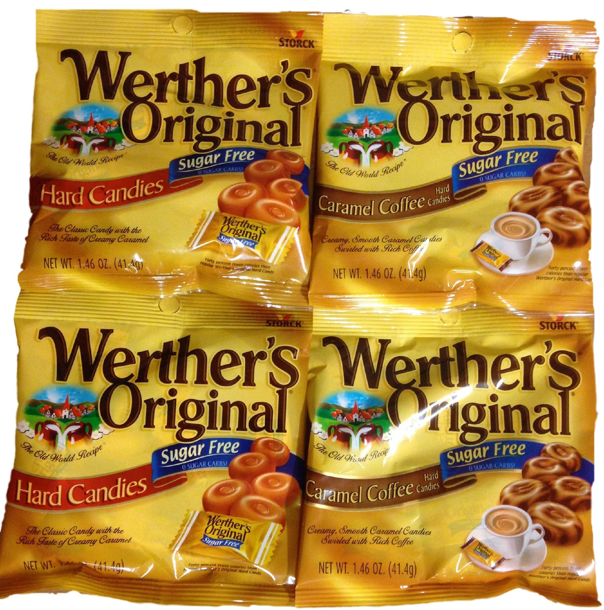 Werther's Original Zuckerfreie Bonbons im Bundle – 4 Artikel: Karamellbonbons und Kaffee-Karamellbonbons
