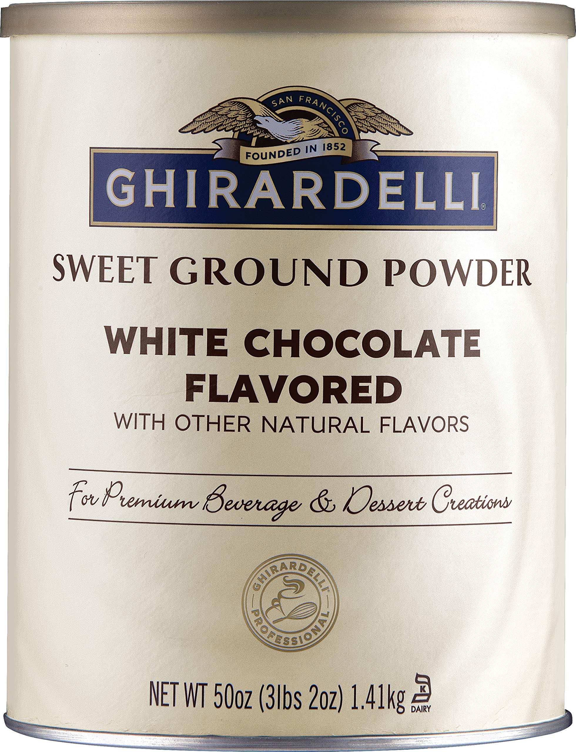 Ghirardelli Süßes gemahlenes Pulver mit weißem Schokoladengeschmack, 1,42 kg.