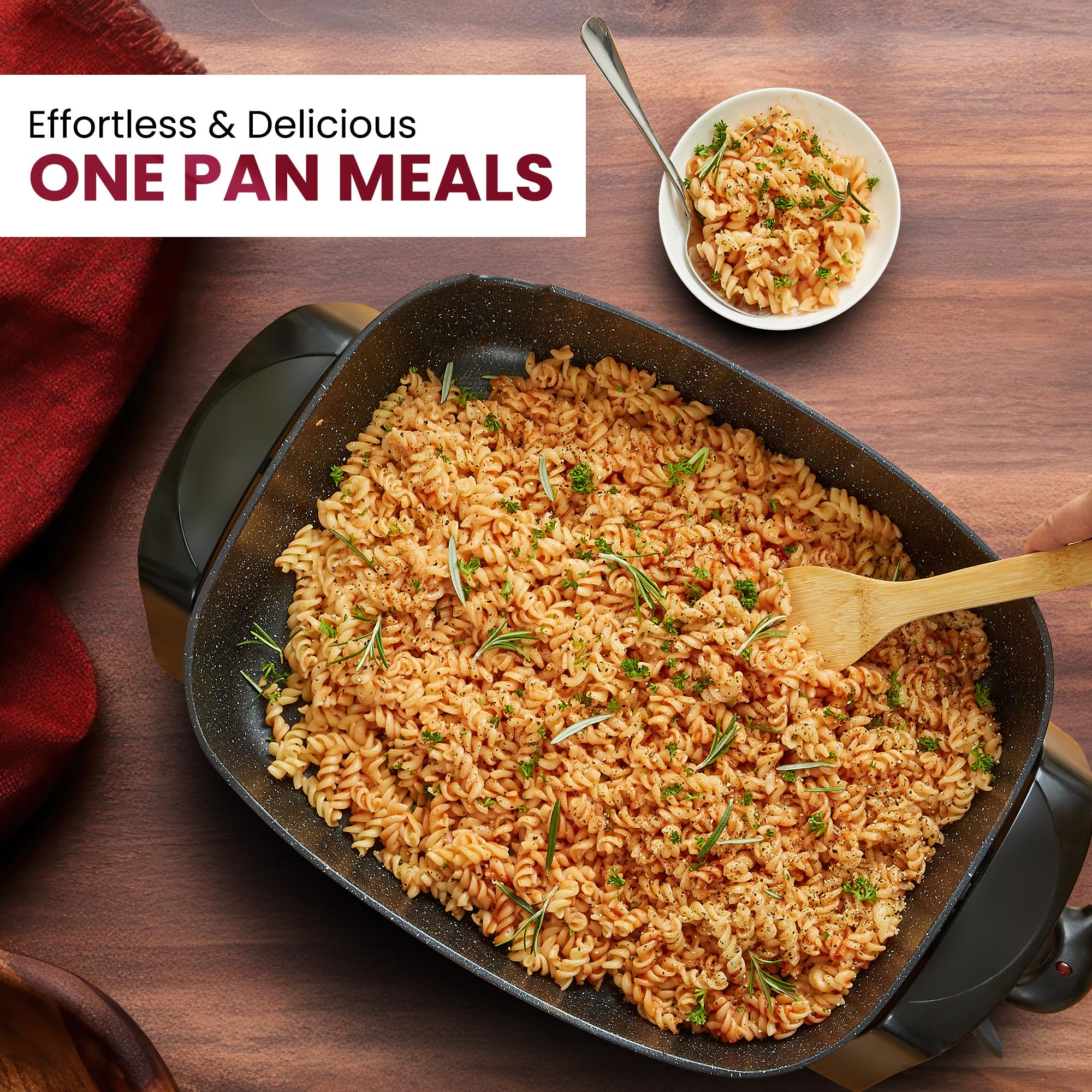 Elite Gourmet EG-6203# Extra Deep 16"x13"x3.2" (10.5Qt.) Scratch Resistant, Easy Pour Spout Dishwasher Safe, Non-stick Electric Skillet with Glass Vented Lid, Adjustable Temperature, Black