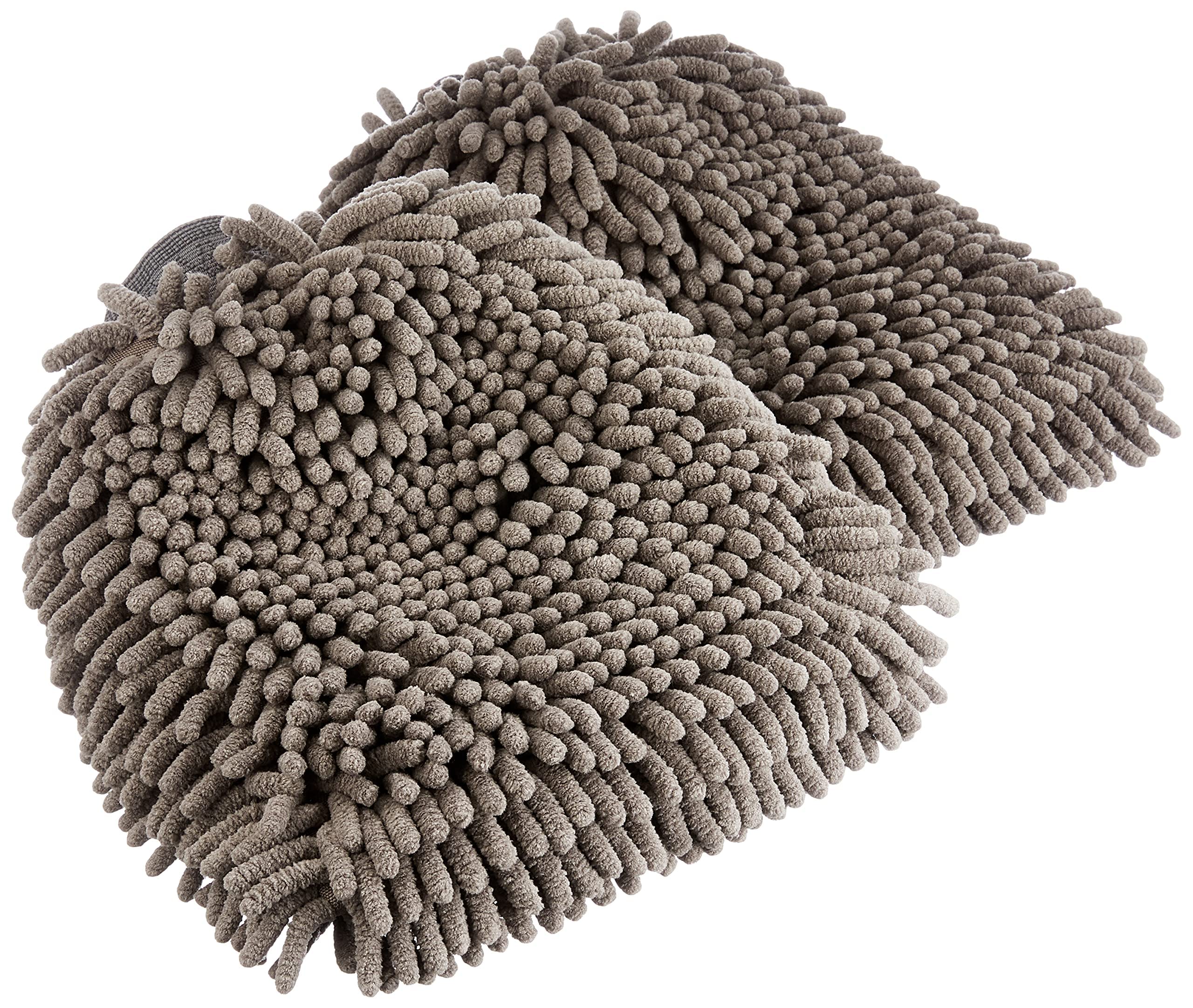 Basics Absorbent Microfiber Car Wash Drying Mitts, 2 Pack, Gray, 10.44" L x 9.06" W