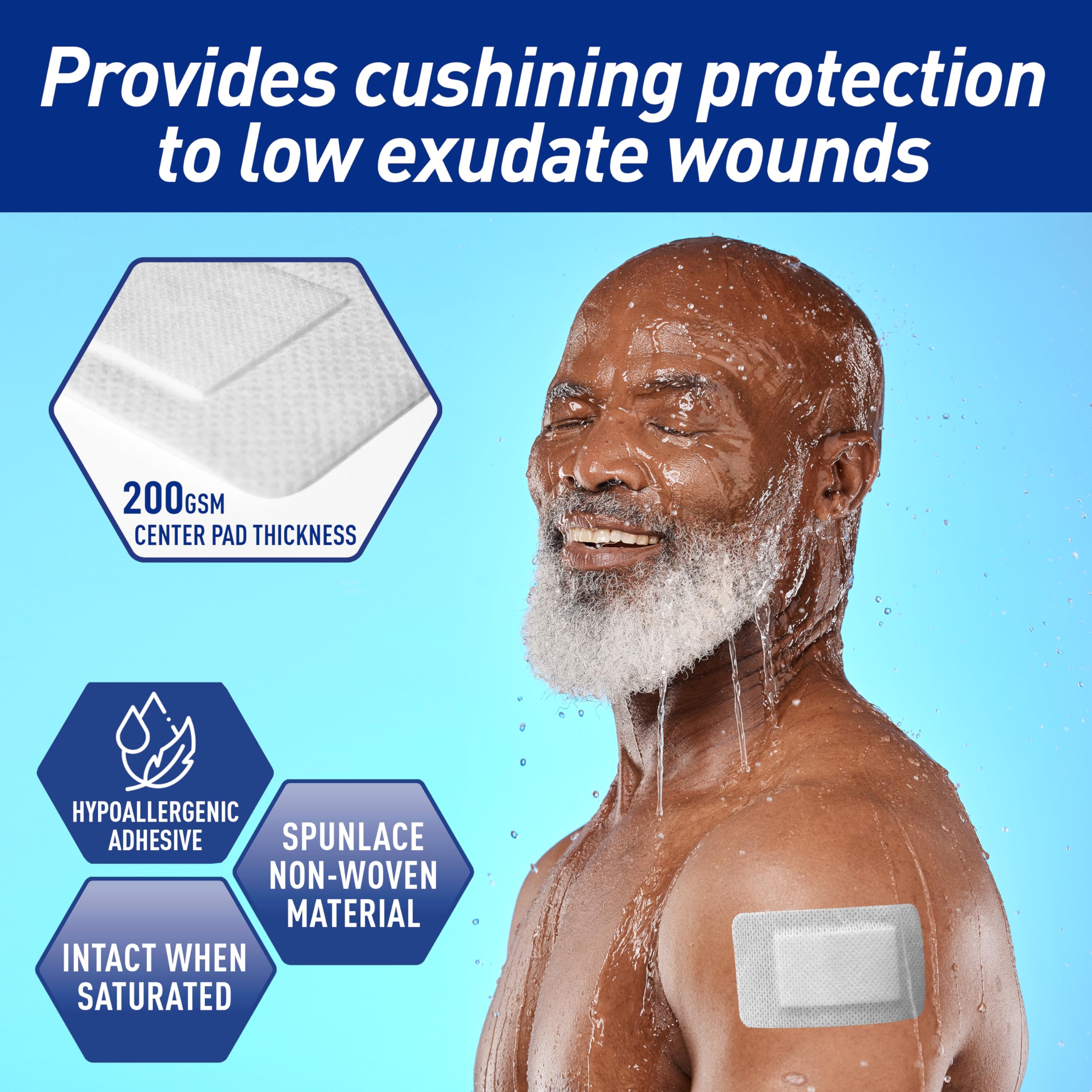 MED PRIDE Adhesive Island Dressing 2x3 in, Pack of 50 Sterile Bordered Wound Dressings, Highly Absorbent, Non-Stick, Latex-Free (2'' x 3.15'')