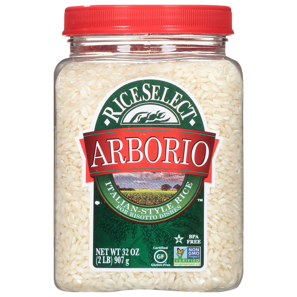 RiceSelect Arborio Reis für italienisches Risotto, Premium glutenfreier Reis, gentechnikfrei, 907-Gramm-Glas, (1er-Pack)