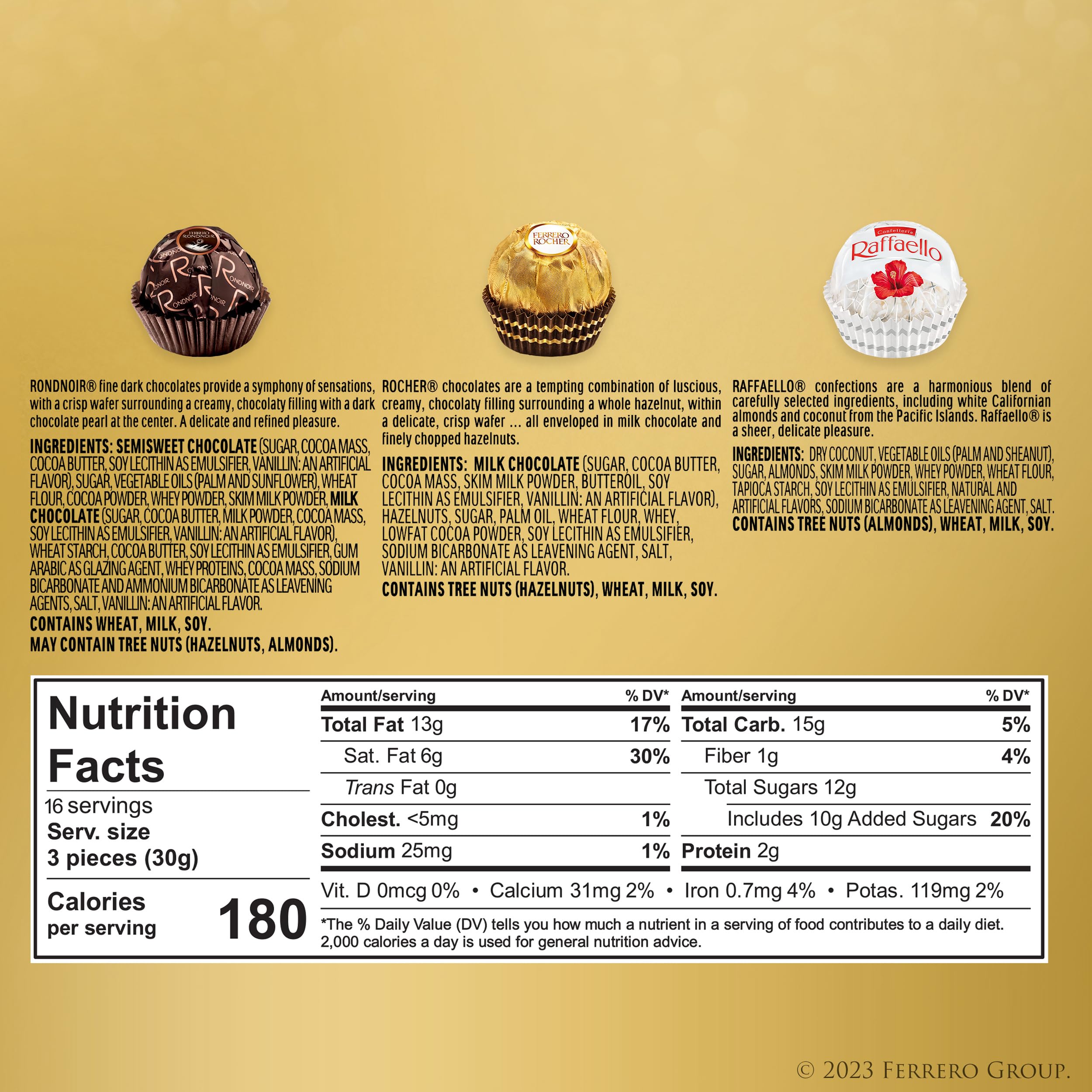 Ferrero Collection, 48 Count, Premium Gourmet Assorted Hazelnut Milk Chocolate, Dark Chocolate and Coconut, 18.2 oz