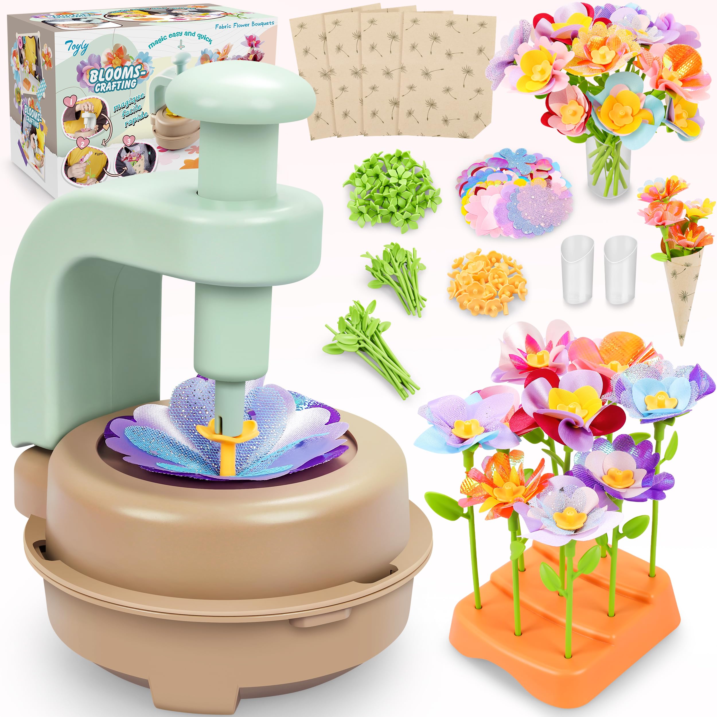 Stoffblumen-Sträuße Spielzeug, DIY Bastelsets Spielzeug für Kinder - Blumenmarkt Spielzeug, Baue deinen Blumenstrauß, Kunst & Basteln für 4 5 6 7 8 Jahre alte Kleinkindmädchen, Lernaktivität Vorschule Geburtstagsgeschenke