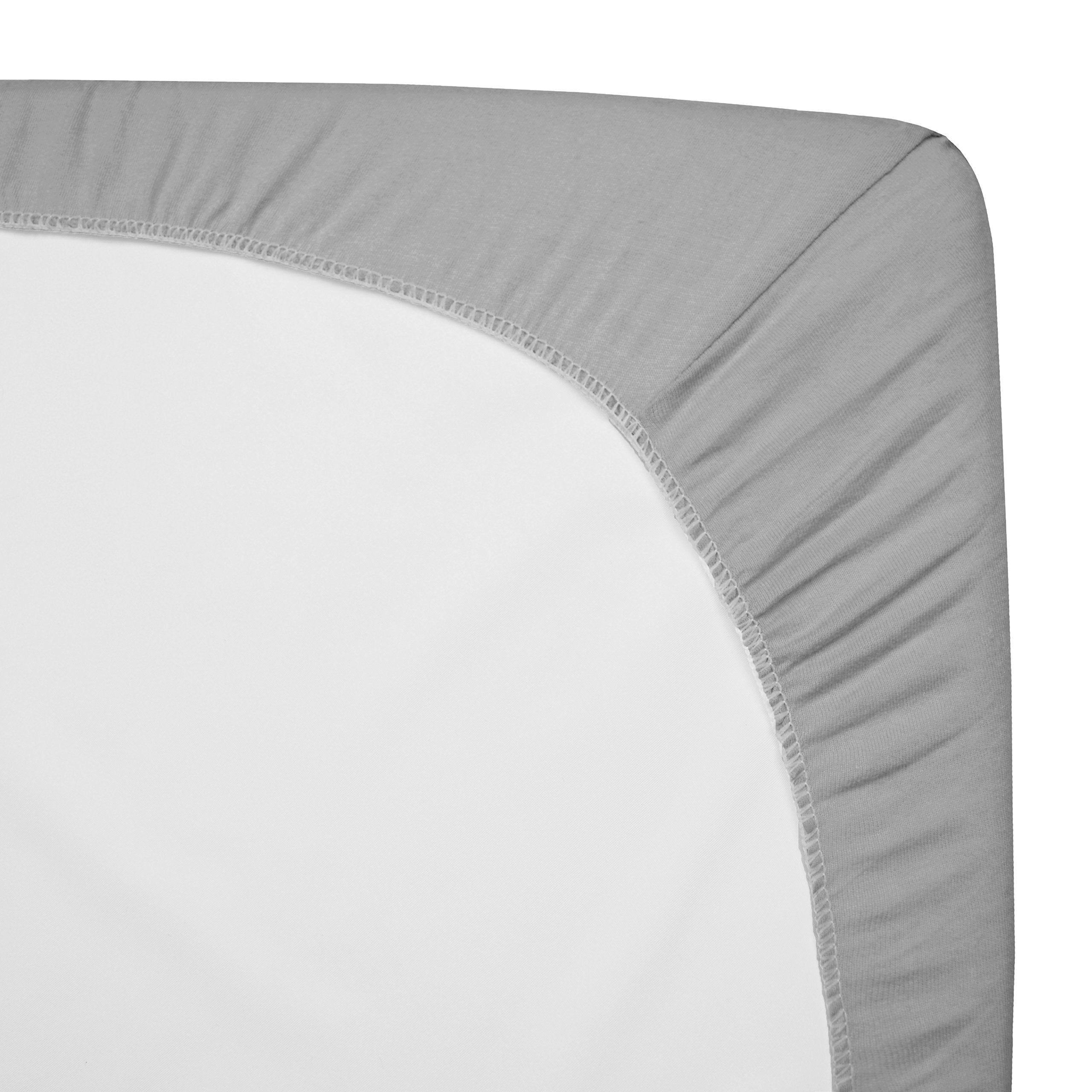 American Baby Company 3 Pack 100% Natural Cotton Fitted Mini Crib Sheets 38" x 24" - Soft & Breathable Small Nesting Portable Sheets, Fits Pack N Play Mattresses, Gray Star/Zigzag, for Boys & Girls