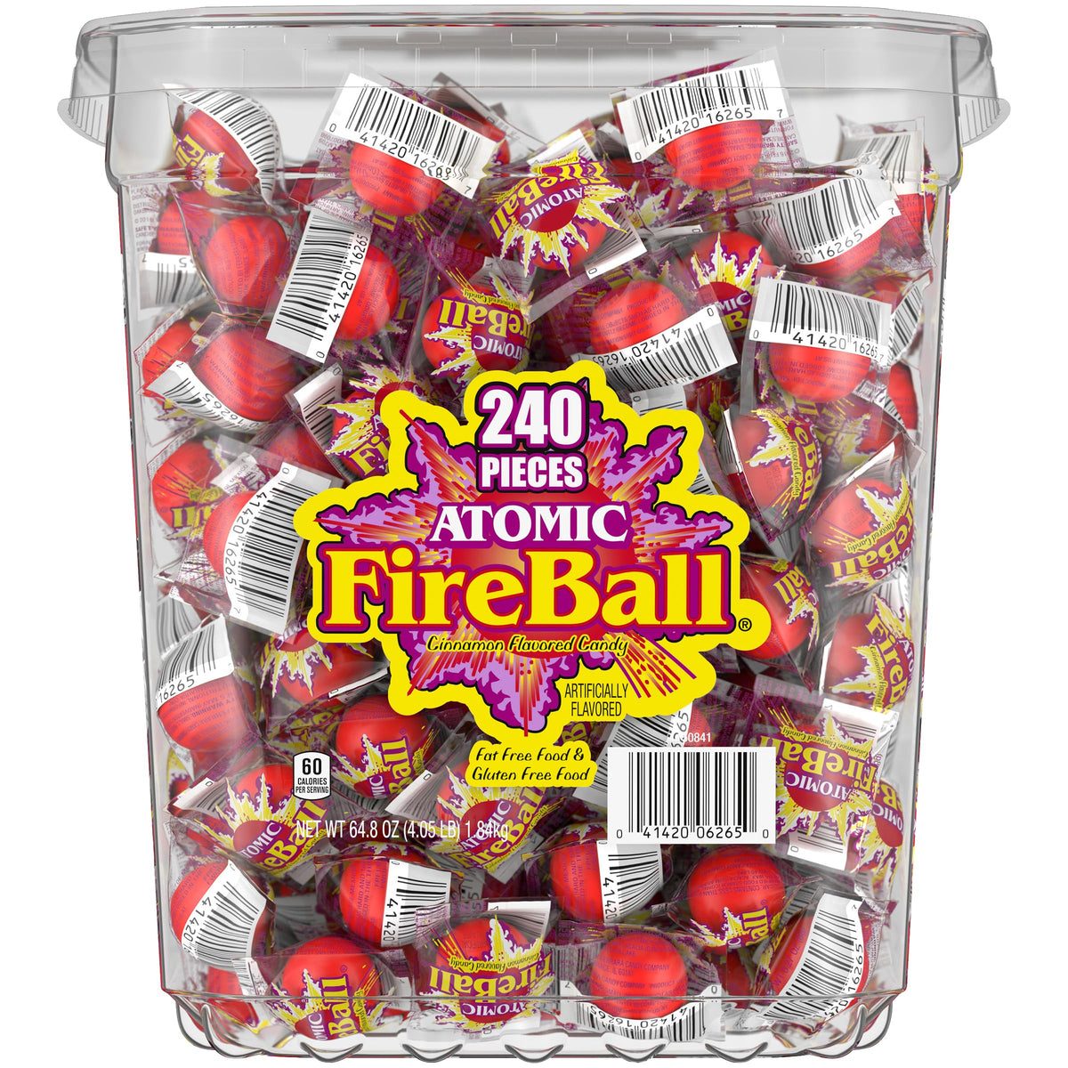 Wonka Atomic Fireball, Süßigkeit, Zimtgeschmack, einzeln verpackt, 7,5 g (240 Stück)