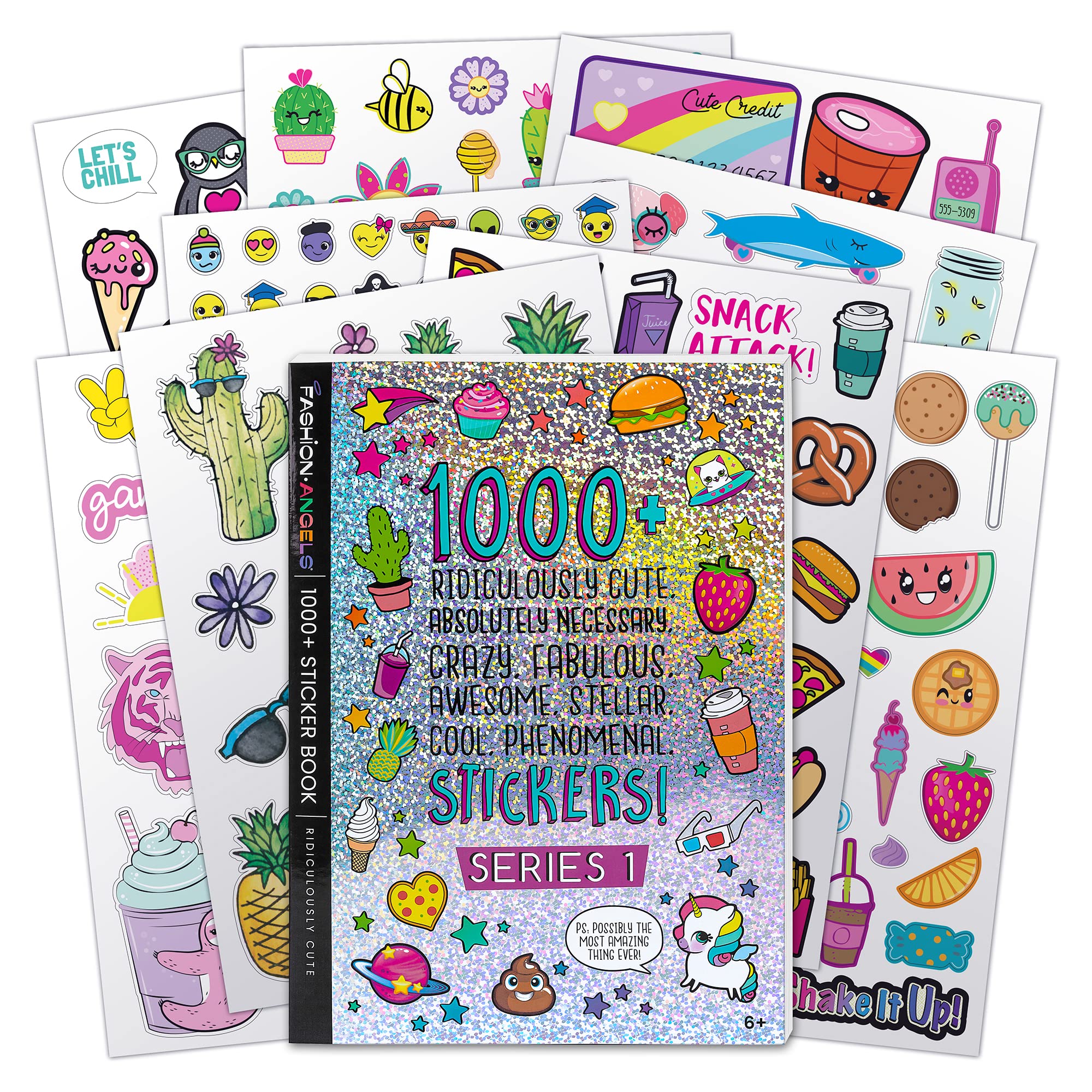 Fashion Angels 1000+ Lächerlich Süße Aufkleber für Kinder – Lustige Bastelaufkleber für Sammelalben, Planer, Geschenke und Belohnungen, 40-seitiges Stickerbuch für Kinder ab 6 Jahren