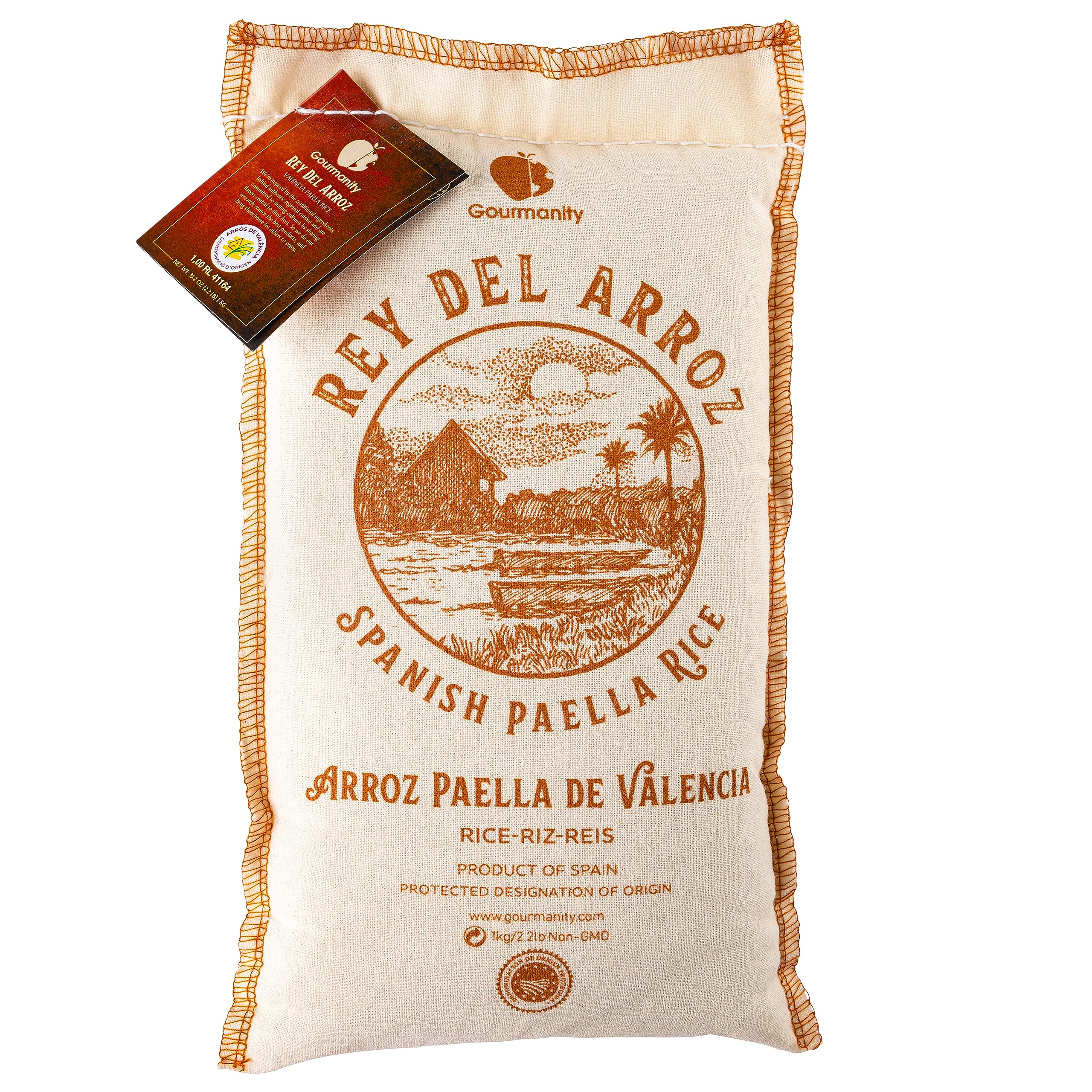 Gourmanity Spanischer Paella-Reis, Rey del Arroz Echter Kurzkorn-Valencia-Reis aus Spanien, Ideal für Paella, Risotto, Meeresfrüchte-Gerichte und mediterrane Gerichte, Soja- und glutenfrei, 1 kg